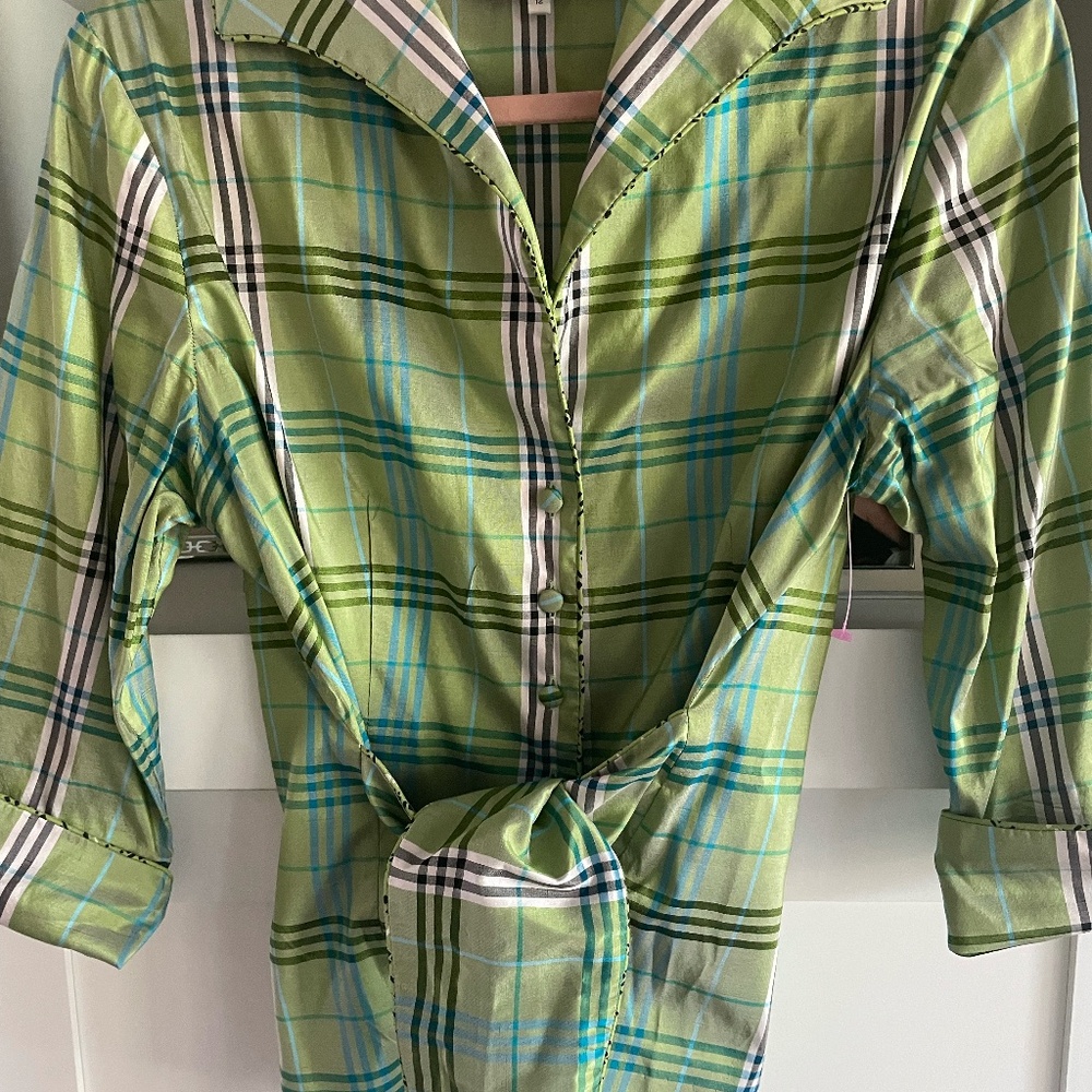 Green plaid Marisa Baratelli top Size 12
